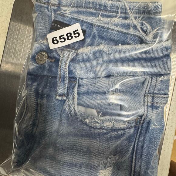 Flying Monkey Jeans Women Blue Distressed High Rise‎ Straight Raw Hem 24 STAIN* - Picture 11 of 11